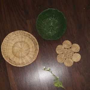 Vintage boho wicker baskets